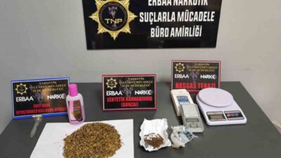 Tokat’ın Erbaa ilçesinde narkotik ekiplerince düzenlenen operasyonda bonzai maddesi ve