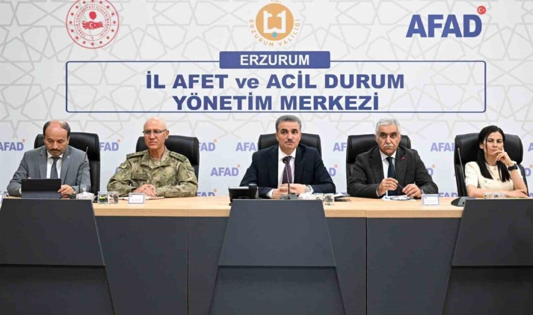 Erzurum’da Vali Aydın Baruş başkanlığında, Afet Acil Yönetim Merkezi’nde “Sığınak