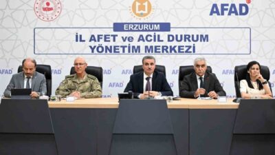 Erzurum’da Vali Aydın Baruş başkanlığında, Afet Acil Yönetim Merkezi’nde “Sığınak
