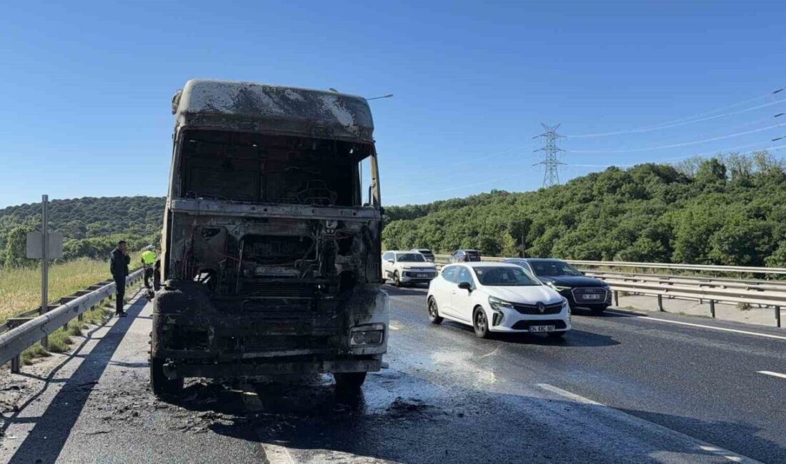 İstanbul Eyüpsultan’da, seyir halindeki bir tırın motor kısmında çıkan yangın