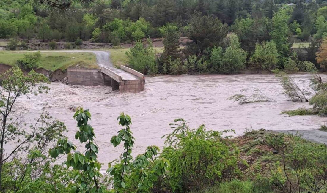 Tokat’ın Reşadiye ilçesinde Kelkit Çayı’nda yükselen su seviyesi nedeniyle bir