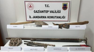 Gaziantep’te define bulmak amacıyla izinsiz kazı yaptığı tespit edilen 2