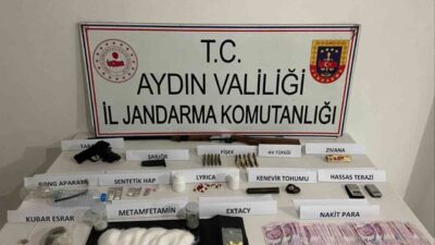 Aydın’ın Germencik ilçesinde gerçekleştirilen operasyonda uyuşturucu maddeler ele geçirilirken, olayla