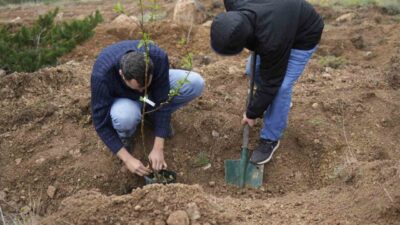 Gümüşhane Üniversitesi yerleşkesinde akademisyenler adına yerel meyve fidanları dikilerek yaklaşık