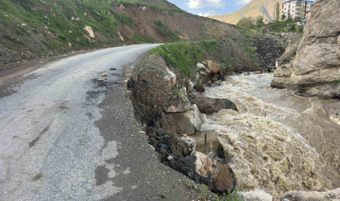 Hakkari’nin Bağlar Mahallesi’nde bulunan Cami Caddesi’nde, Katremas Deresi’nin debisinin yükselmesi