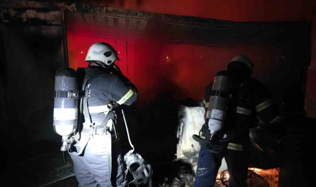 Hatay’da alevlere teslim olarak yanan konteyner kullanılmaz hale geldi. Yangın;