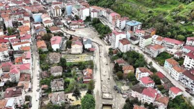 Samsun’un Havza ilçesinde etkili olan kuvvetli yağışların ardından meydana gelen