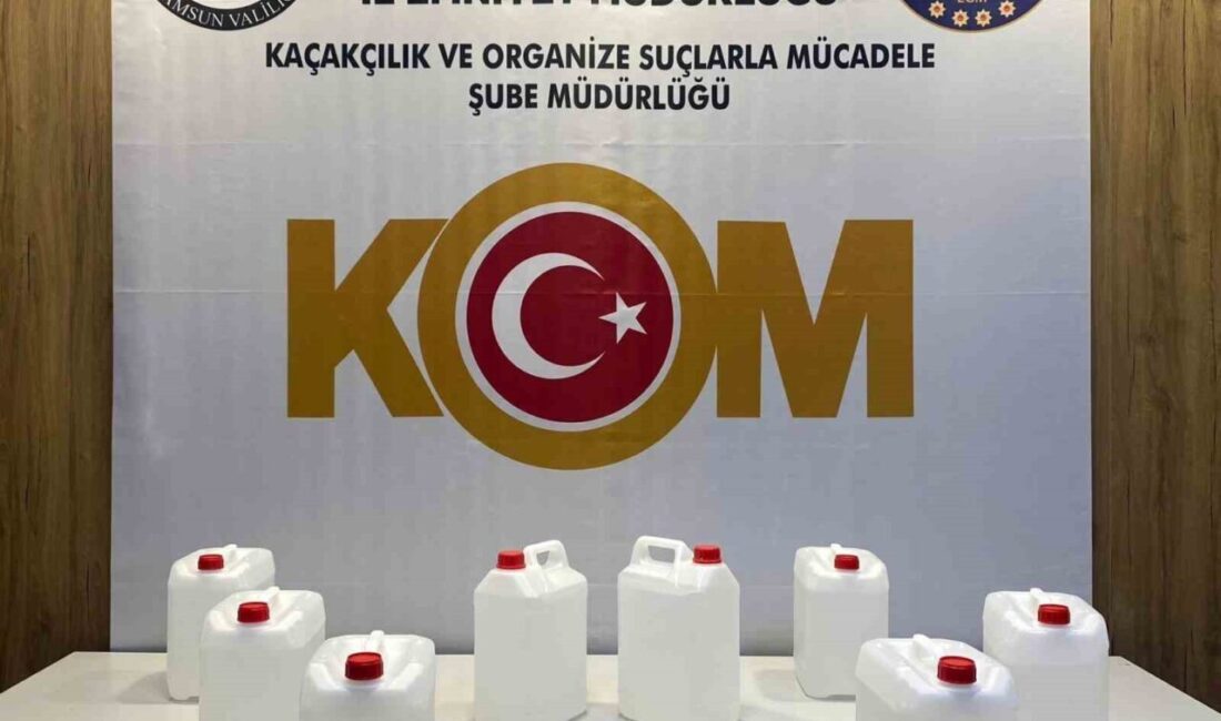 Samsun’un İlkadım ilçesinde kaçakçılık operasyonunda 40 litre etil alkol ele