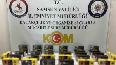 Samsun’un İlkadım ilçesinde polis ekipleri tarafından bir iş yerine düzenlenen