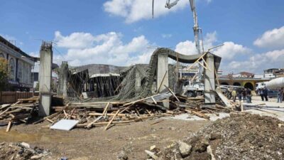 Düzce’de Cedidiye Kent Estetiği projesinin 2. etap inşaatı sırasında beton