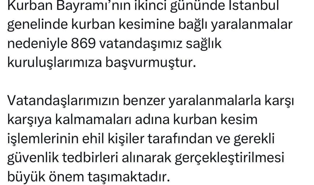 İstanbul İl Sağlık Müdürü Doç. Dr. Abdullah Emre Güner, kurban