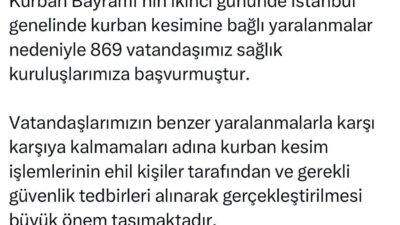 İstanbul İl Sağlık Müdürü Doç. Dr. Abdullah Emre Güner, kurban
