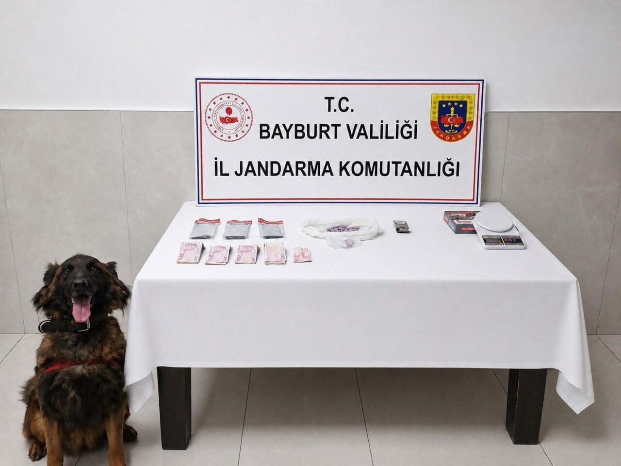 Bayburt’ta düzenlenen uyuşturucu operasyonunda 291 adet ekstazi hap, hassas terazi,
