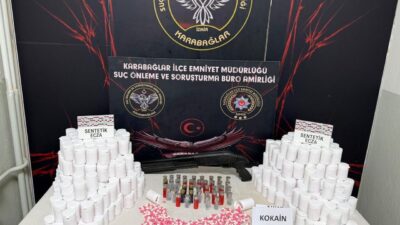 İzmir’in Karabağlar ilçesinde polis ekiplerince bir adrese düzenlenen operasyonda 24