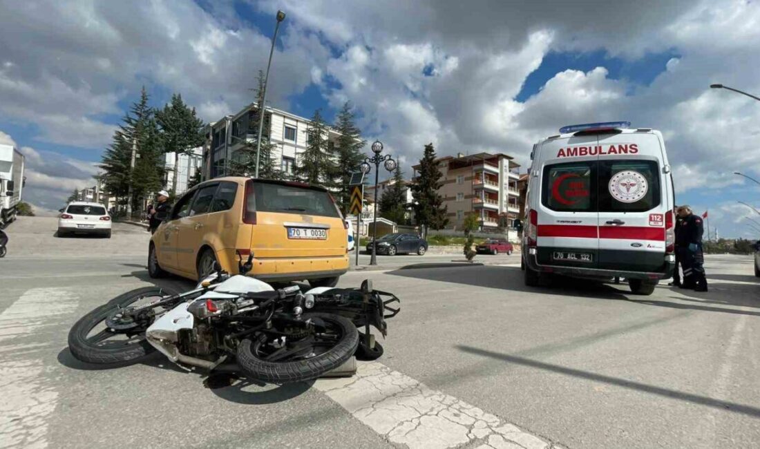 Karaman’da ticari taksi ile çarpışan motosikletin sürücüsü yaralandı. Kaza, Sakabaşı