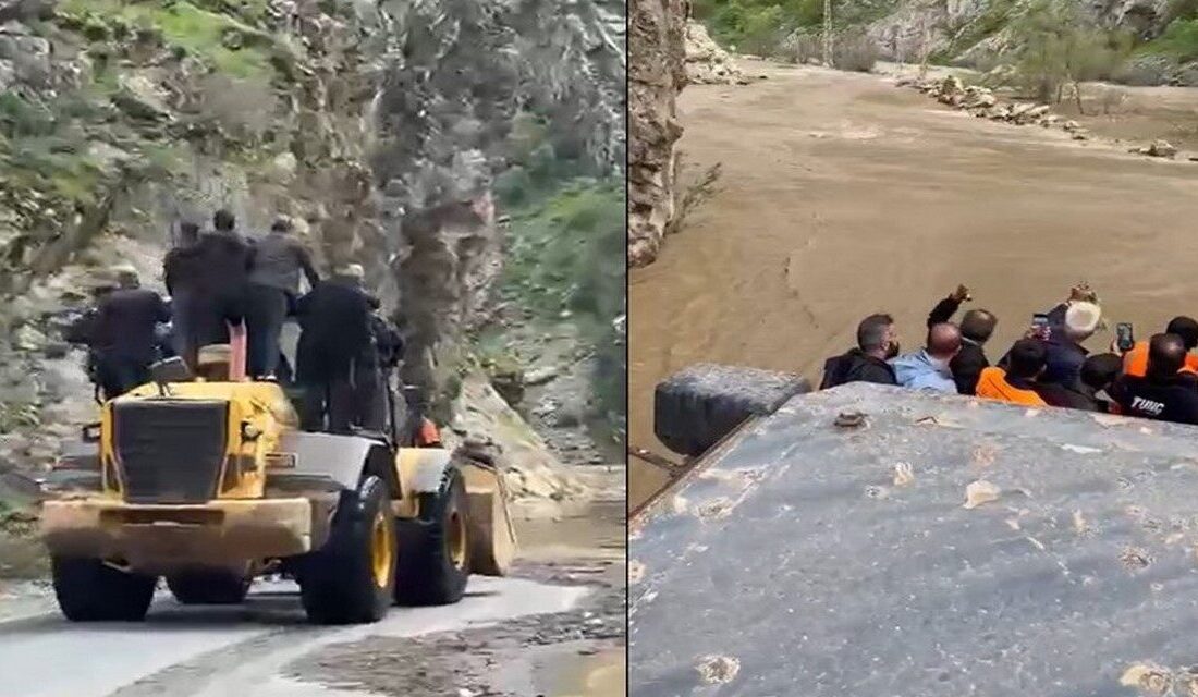 HAKKARİ (İHA) – Hakkari’nin Kavaklı köyünde derenin taşması sonucu işçiler
