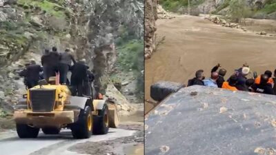 HAKKARİ (İHA) – Hakkari’nin Kavaklı köyünde derenin taşması sonucu işçiler