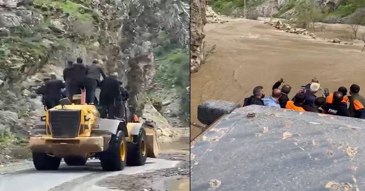 HAKKARİ (İHA) – Hakkari’nin Kavaklı köyünde derenin taşması sonucu işçiler