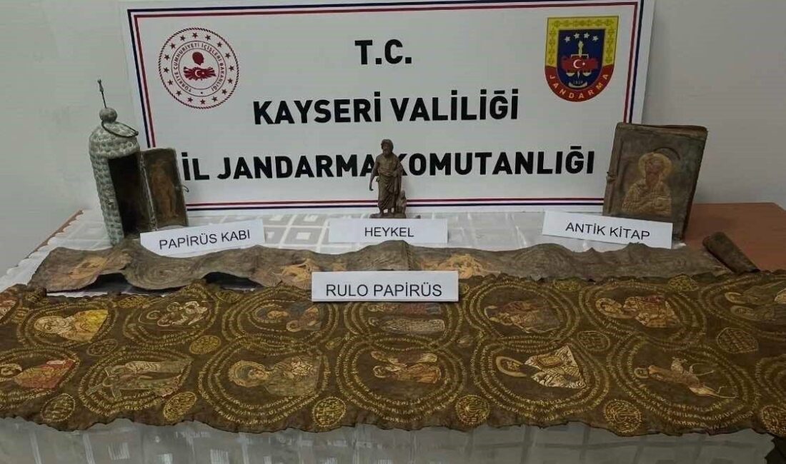 Kayseri’de jandarma ekipleri tarafından düzenlenen tarihi eer operasyonunda 1 kişi