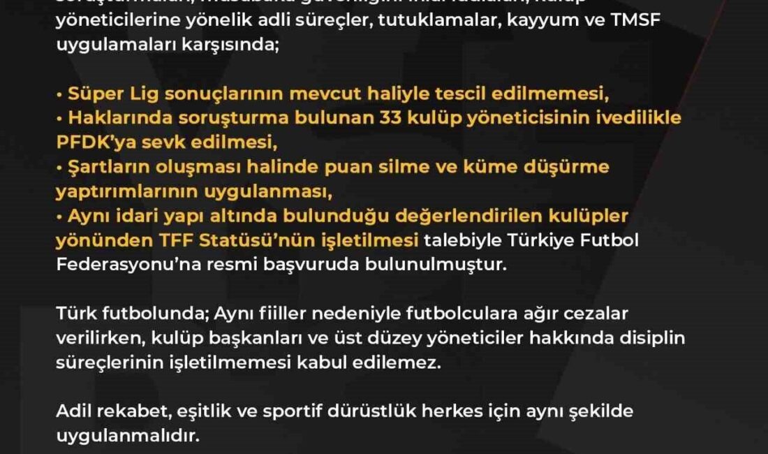 Kayserispor Kulübü tarafından sosyal medyada yapılan paylaşımda, adaletin yeniden tecelli
