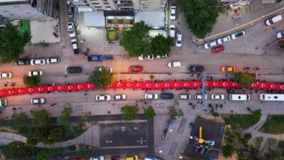 Kırıkkale’de 19 Mayıs coşkusu, metrelerce uzunluğundaki dev Türk bayrağıyla düzenlenen