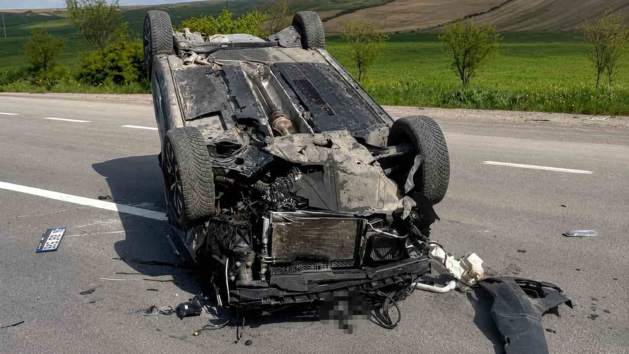 Kırıkkale’de sürücüsünün direksiyon hakimiyetini kaybettiği otomobilin takla attığı kazada 1