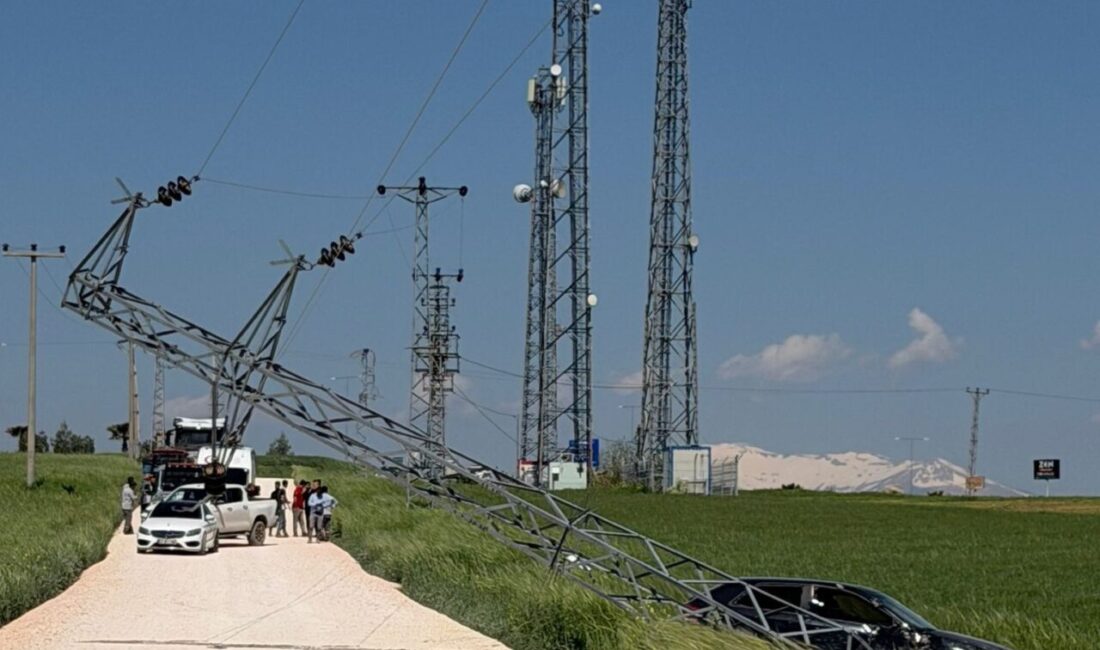 Adıyaman’da, kontrolden çıkan bir otomobil, tarladaki elektrik direğine çarparak durabildi.