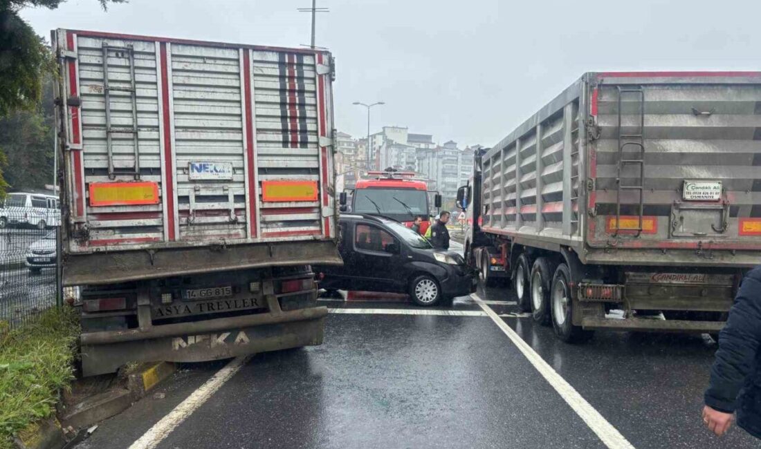 Zonguldak’ın Alaplı ilçesinde kontrolden çıkan tır, kırmızı ışıkta bekleyen 3