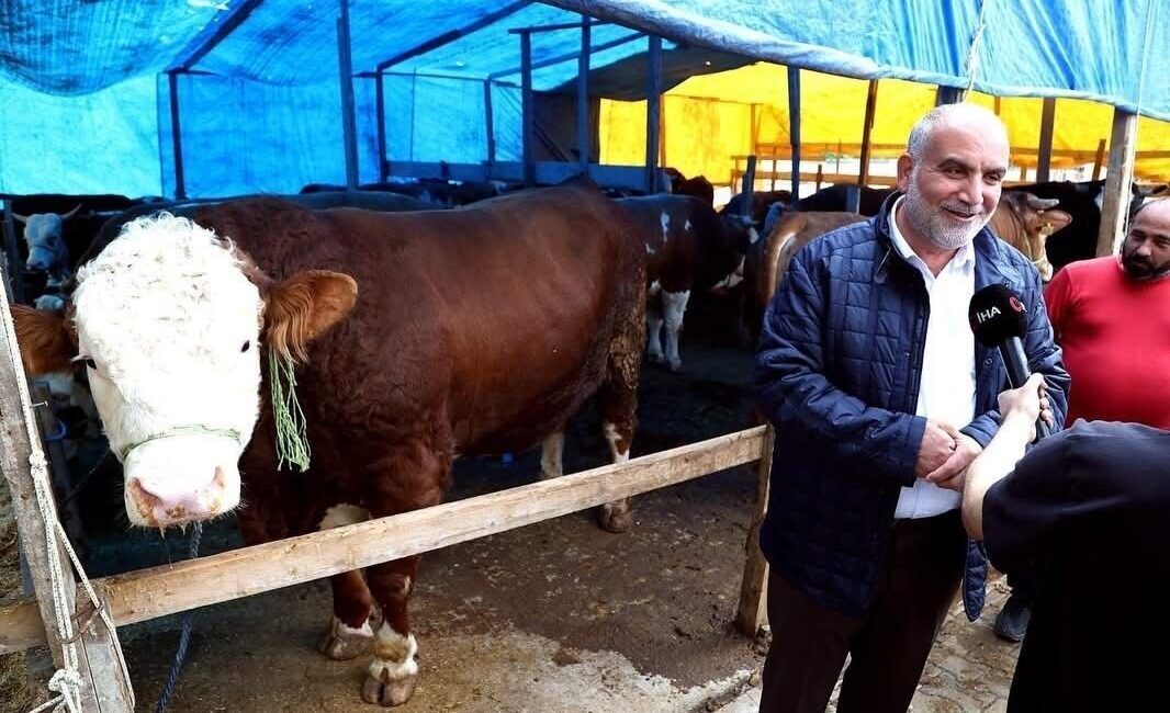 Samsun’un Canik ilçesinde kurulan kurban pazarının gözdesi olan 1,3 ton