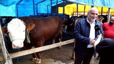 Samsun’un Canik ilçesinde kurulan kurban pazarının gözdesi olan 1,3 ton