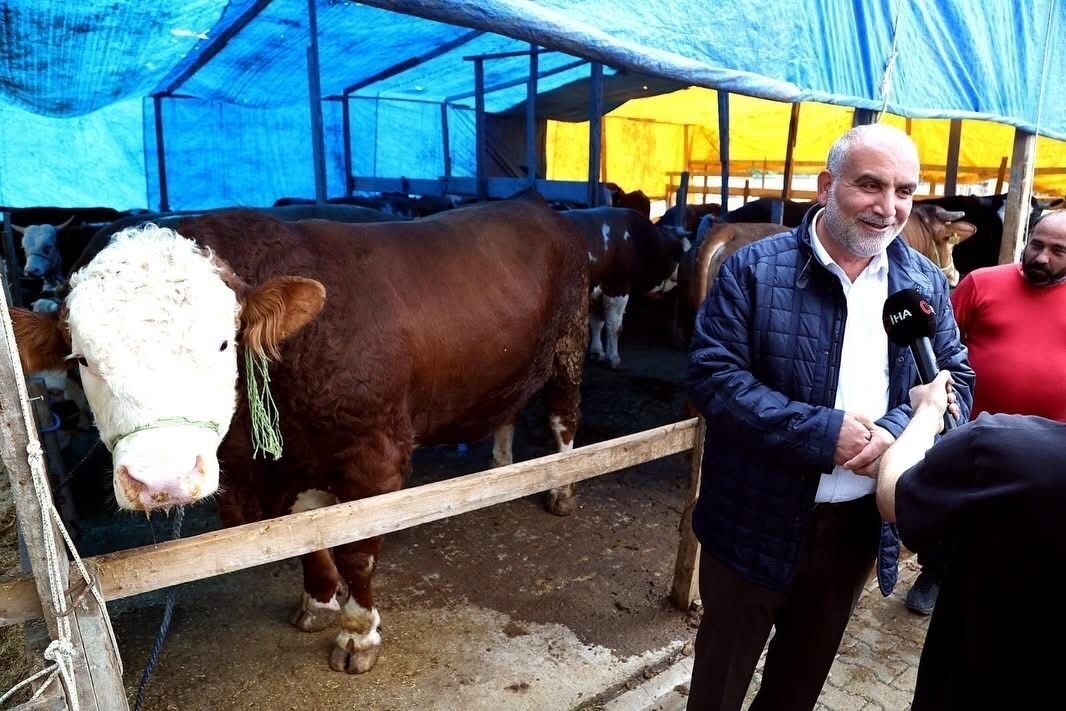 Samsun’un Canik ilçesinde kurulan kurban pazarının gözdesi olan 1,3 ton
