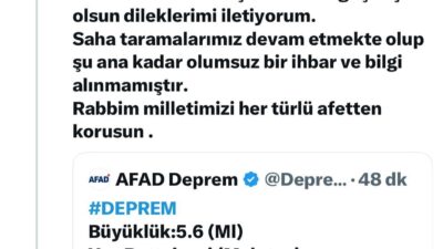 Malatya’da meydana gelen 5.6 büyüklüğündeki depremin ardından Malatya Valisi Seddar