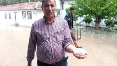 Malatya’da etkili olan dolu yağışı hayatı olumsuz etkilerken, kayısı üreticilerinde