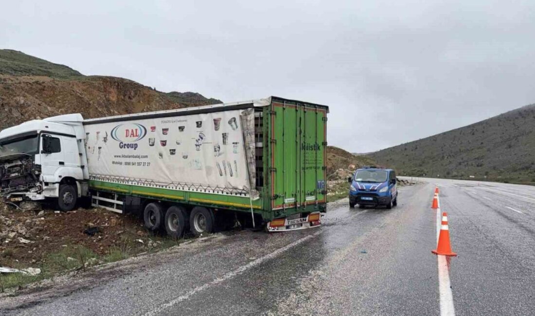 Malatya’da sürücüsünün kontrolünden çıkan tır toprak yığınına çarptı. Kazada 1
