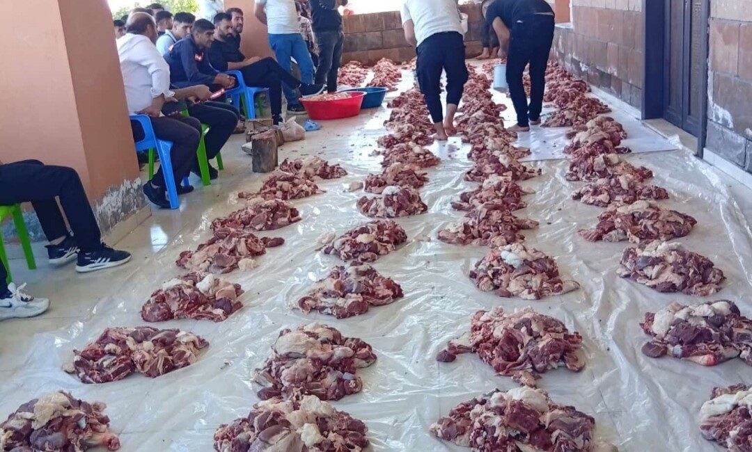 Mardin’in Mazıdağı ilçesine bağlı Yetkinler köyünde, yıllardır sürdürülen ortak kurban