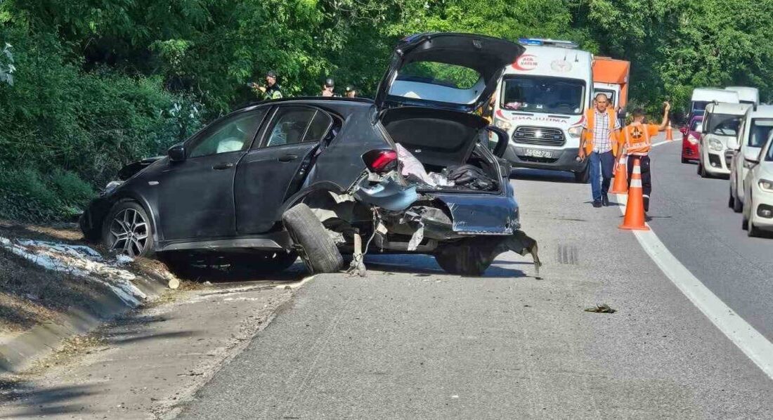 TEM Otoyolu’nun Sakarya geçişinde otomobil ile hafif ticari aracın çarpışması