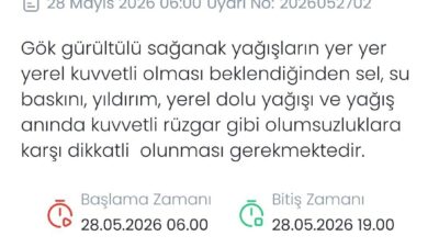 Meteoroloji Genel Müdürlüğü, Denizli genelinde beklenen gök gürültülü sağanak yağışlar