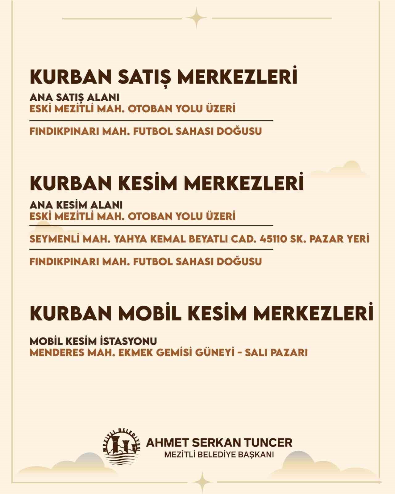 Mezitli Belediyesi, Kurban Bayramı öncesinde vatandaşların kurban ibadetlerini sağlıklı, güvenli