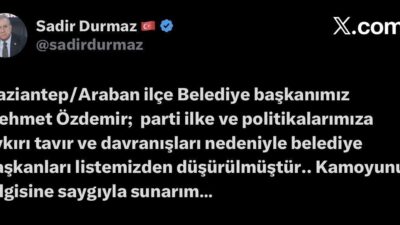 Milliyetçi Hareket Partisi (MHP) Genel Başkan Yardımcısı Sadir Durmaz, Gaziantep