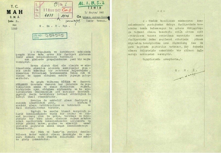 Milli İstihbarat Teşkilatı (MİT) tarafından “Özel Koleksiyon” sekmesinde yayımlanan 1942