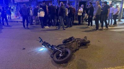 Tekirdağ’ın Muratlı ilçesinde meydana gelen trafik kazasında otomobilin çarptığı motosikletin