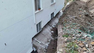 Nevşehir’de inşaatı devam eden bir apartmana ait istinat duvarının çökmesi
