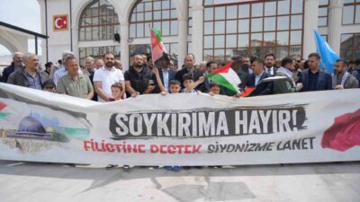 Niğde’de Filistin’e destek amacıyla bir araya gelen sivil toplum kuruluşları,