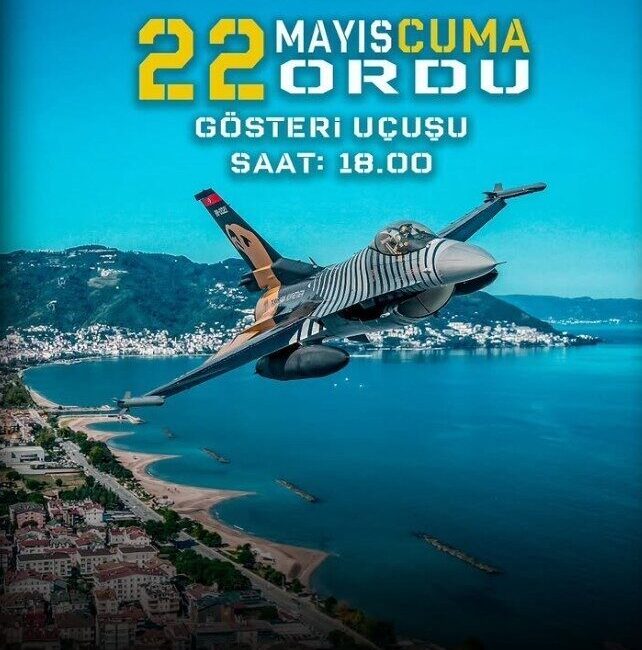 Türk Hava Kuvvetleri’nin akrobasi timi SOLOTÜRK, Ordu’da gösteri uçuşu gerçekleştirecek.