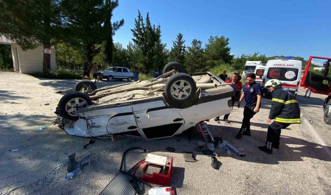 Osmaniye’nin Kadirli ilçesinde kontrolden çıkan otomobilin takla attığı kazada 2