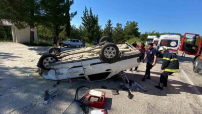 Osmaniye’nin Kadirli ilçesinde kontrolden çıkan otomobilin takla attığı kazada 2