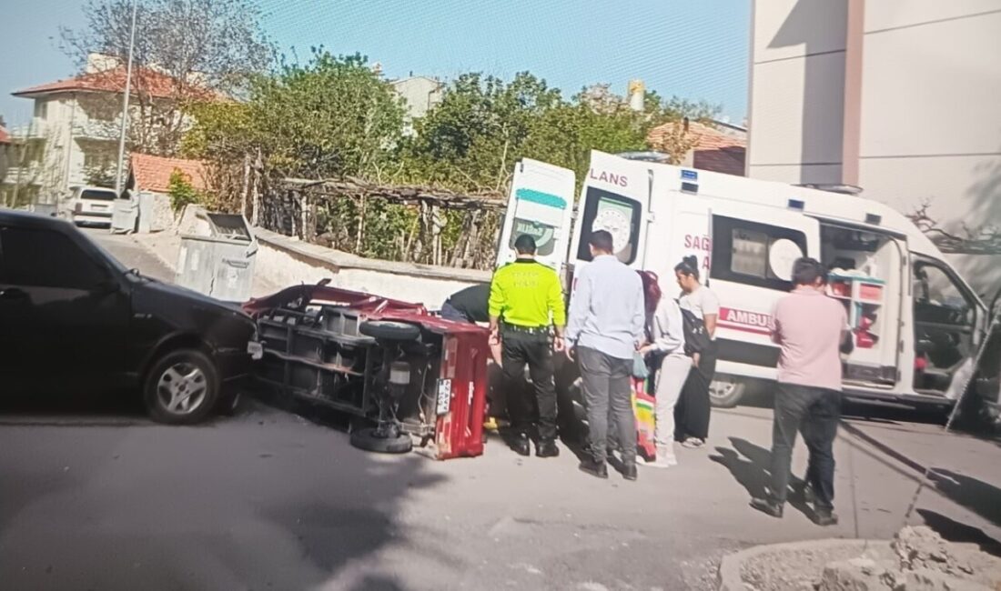 Konya’nın Beyşehir ilçesinde meydana gelen trafik kazasında otomobil ile elektrikli