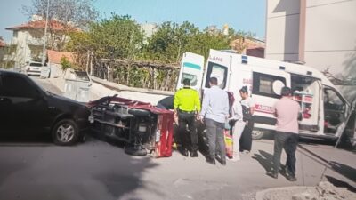 Konya’nın Beyşehir ilçesinde meydana gelen trafik kazasında otomobil ile elektrikli