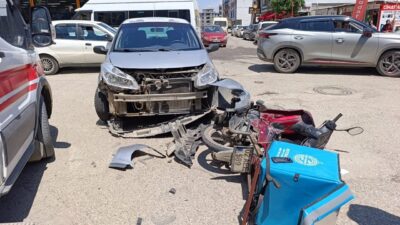 Adıyaman’da otomobil ile motosikletin çarpışması sonucu meydana gelen trafik kazasında