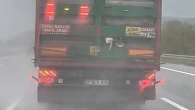 Kuzey Marmara Otoyolu’nun Sakarya geçişinde seyir halindeki tırın dorsesinden dışarı